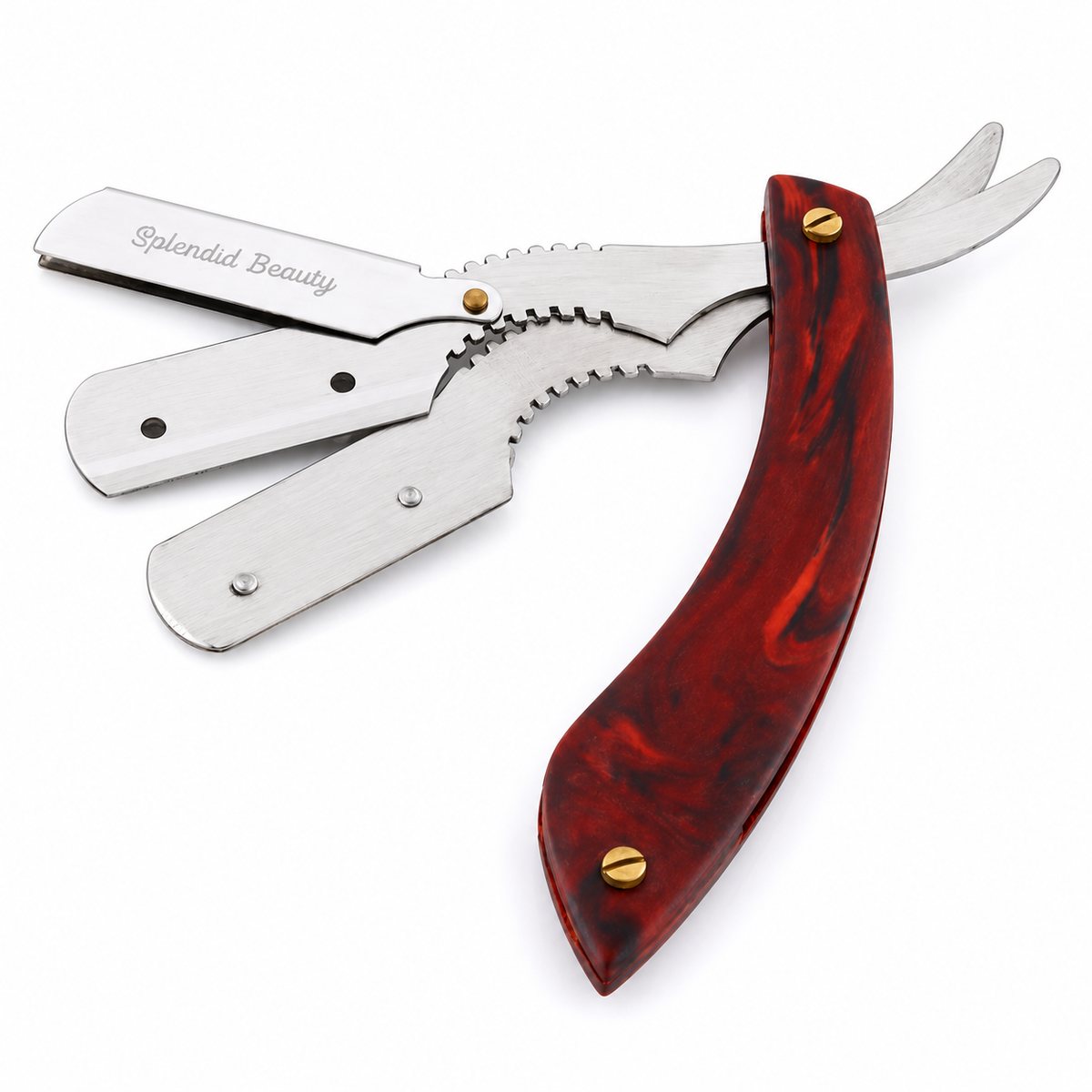 Red-Brown Serrated shavette razor, SB-RZ-030