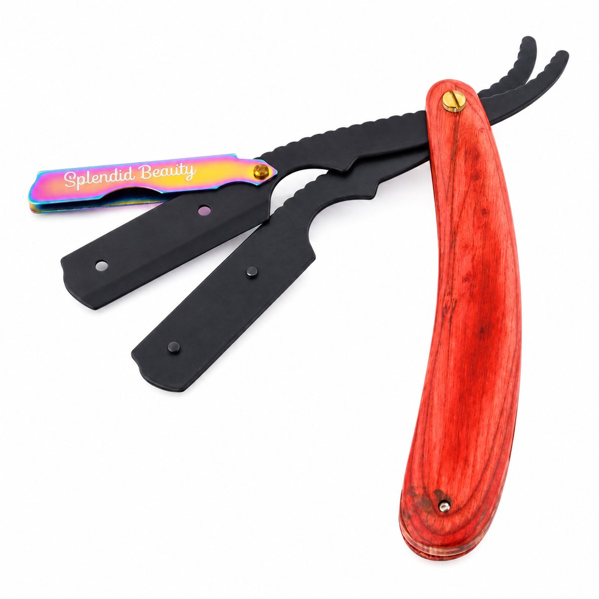 Red Wood Rainbow shavette razor, SB-RZ-032
